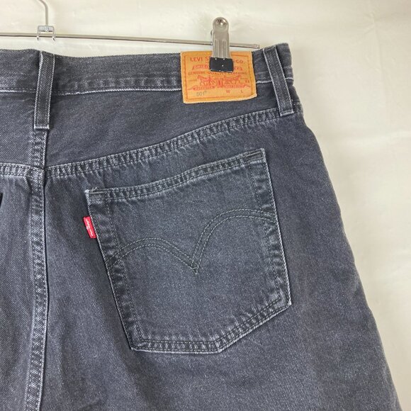 Levi's Premium 501 Women Sz 33 Black Distressed Button fly Jean Shorts High Rise - Picture 3 of 9